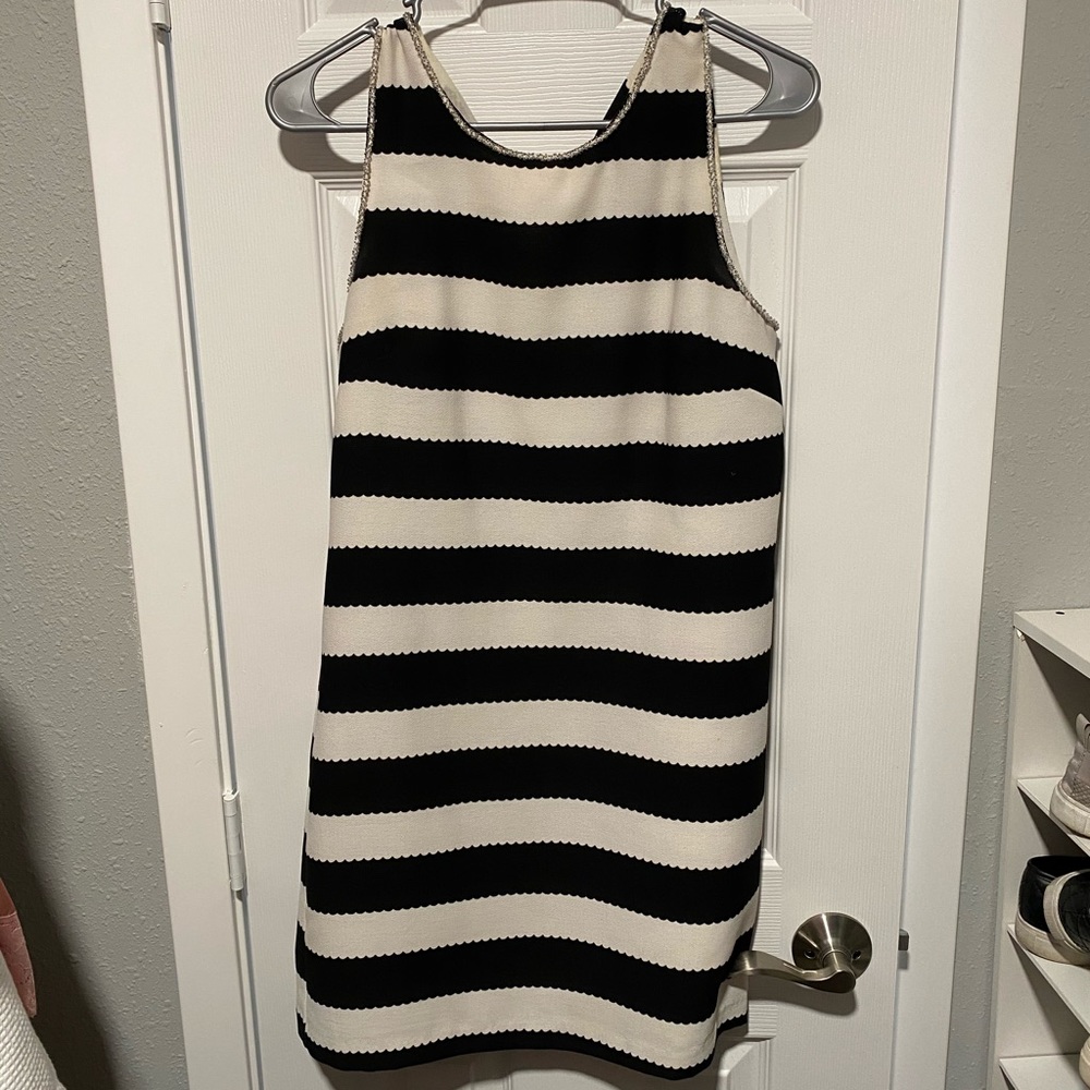 Black and white striped dress